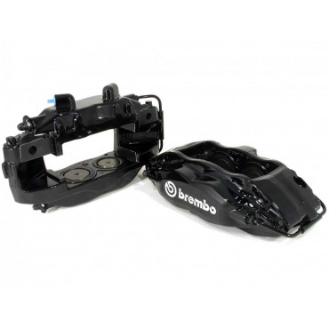 Комплект суппортов 2 шт. Brembo 4 поршня+адаптеры+армир. торм. шланги (2 шт) Черные VAG-B4B-GN3BK