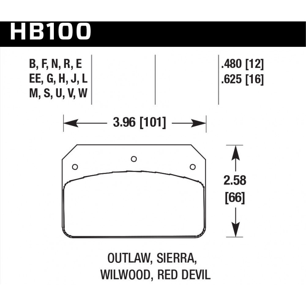 Тормозные колодки HB100F.480 HAWK HPS Alcon PNF0084X284 / Wilwood Dynalite